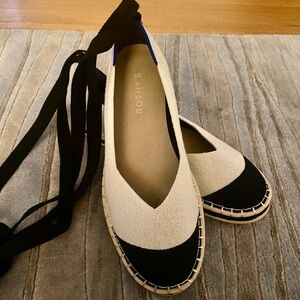 Rothy's boardwalk espadrilles like NEW size 8. Off white and black.
